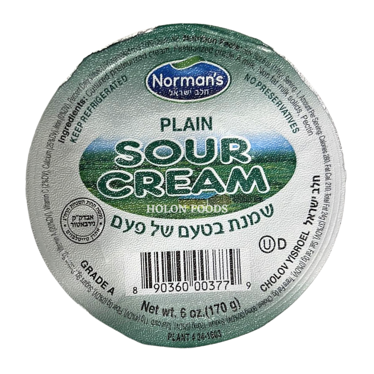 Buy Norman's Plain Sour Cream 6 oz Holon Kosher Foods Imported