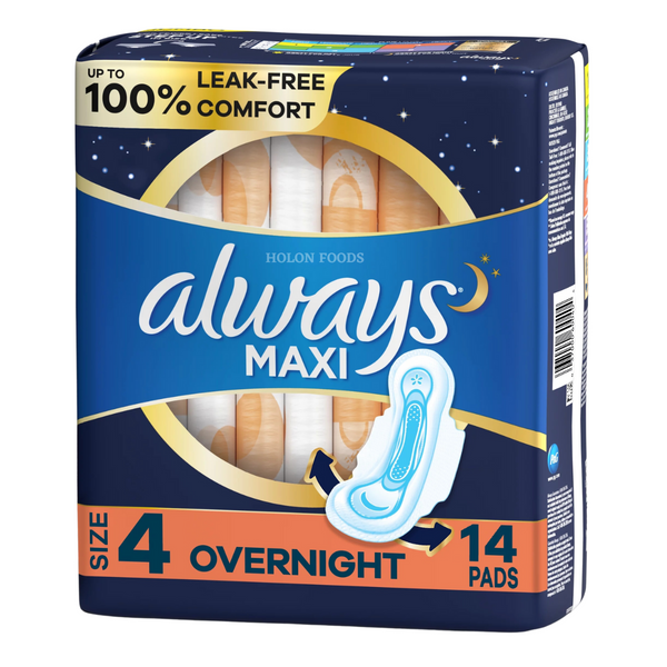 Always Maxi Overnight Pads with Wings Size 4 14 ct
