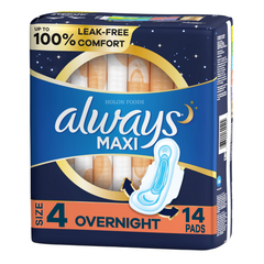 Always Maxi Overnight Pads with Wings Size 4 14 ct
