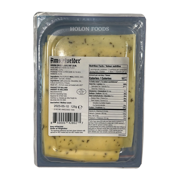 Amstelvelder Premium Gouda With Chives Sliced Cheese 4.4 oz