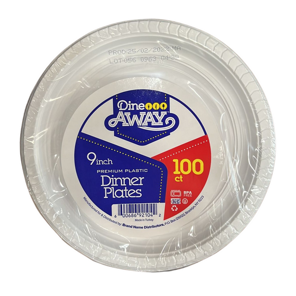Dine Away 9 inches Plastic Dinner Plates 100 ct