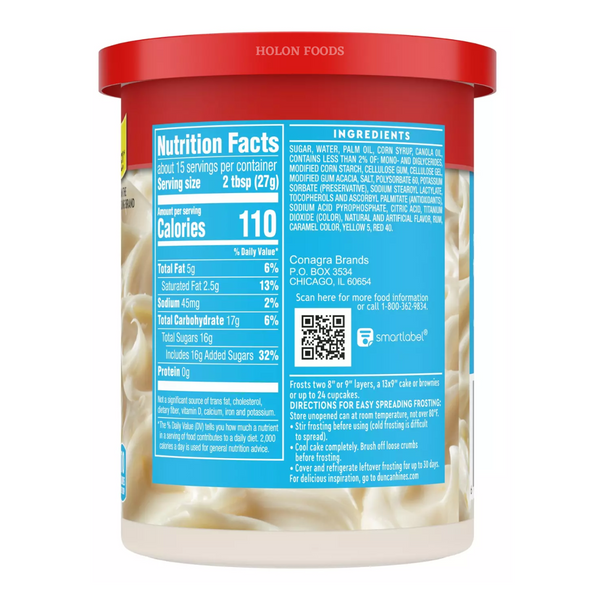 Duncan Hines Whipped Frosting Vanilla 14 oz