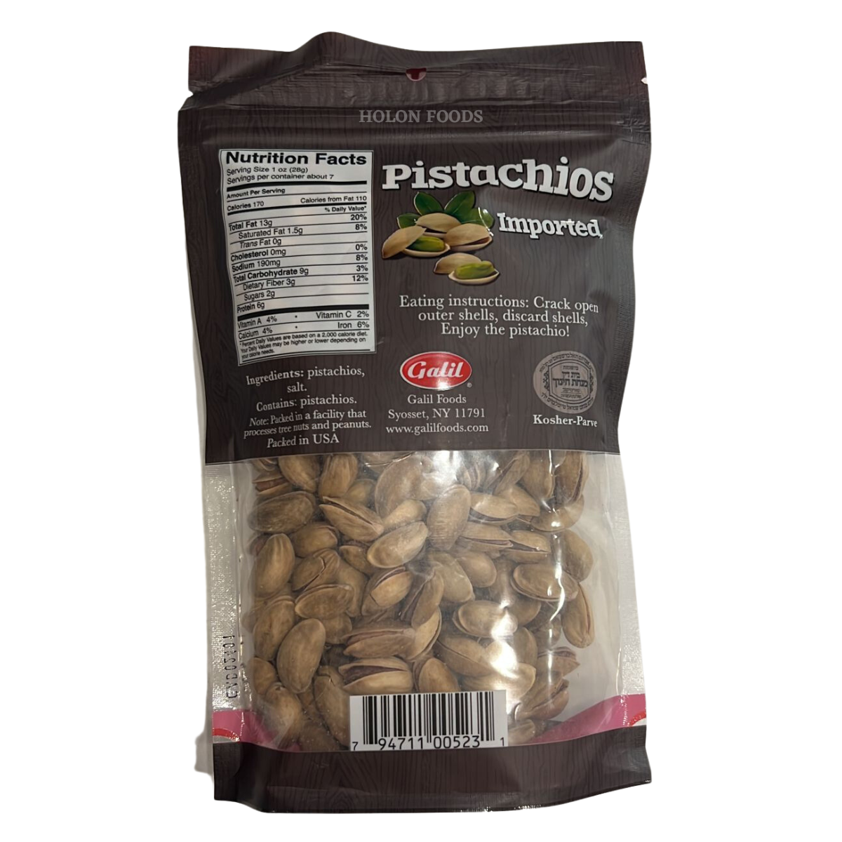 Buy Galil Roasted & Salted Pistachios 7 oz | Holon Kosher Foods ...