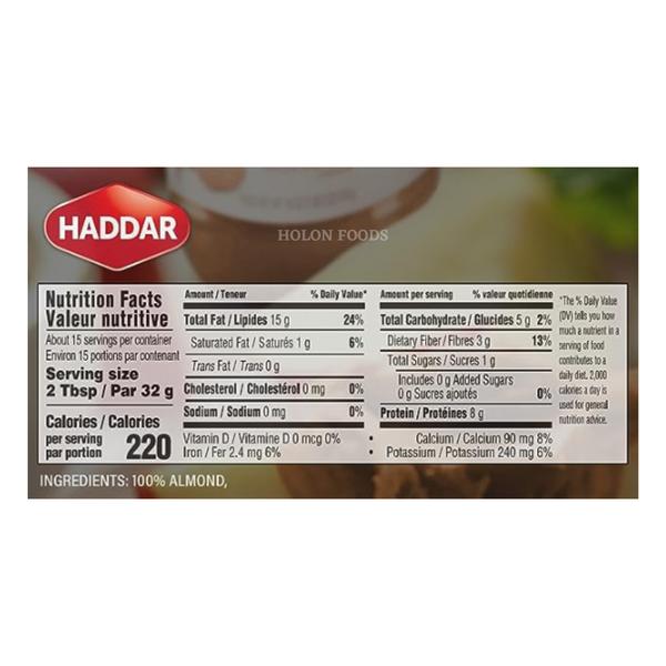 Haddar Natural Almond Butter 18 oz