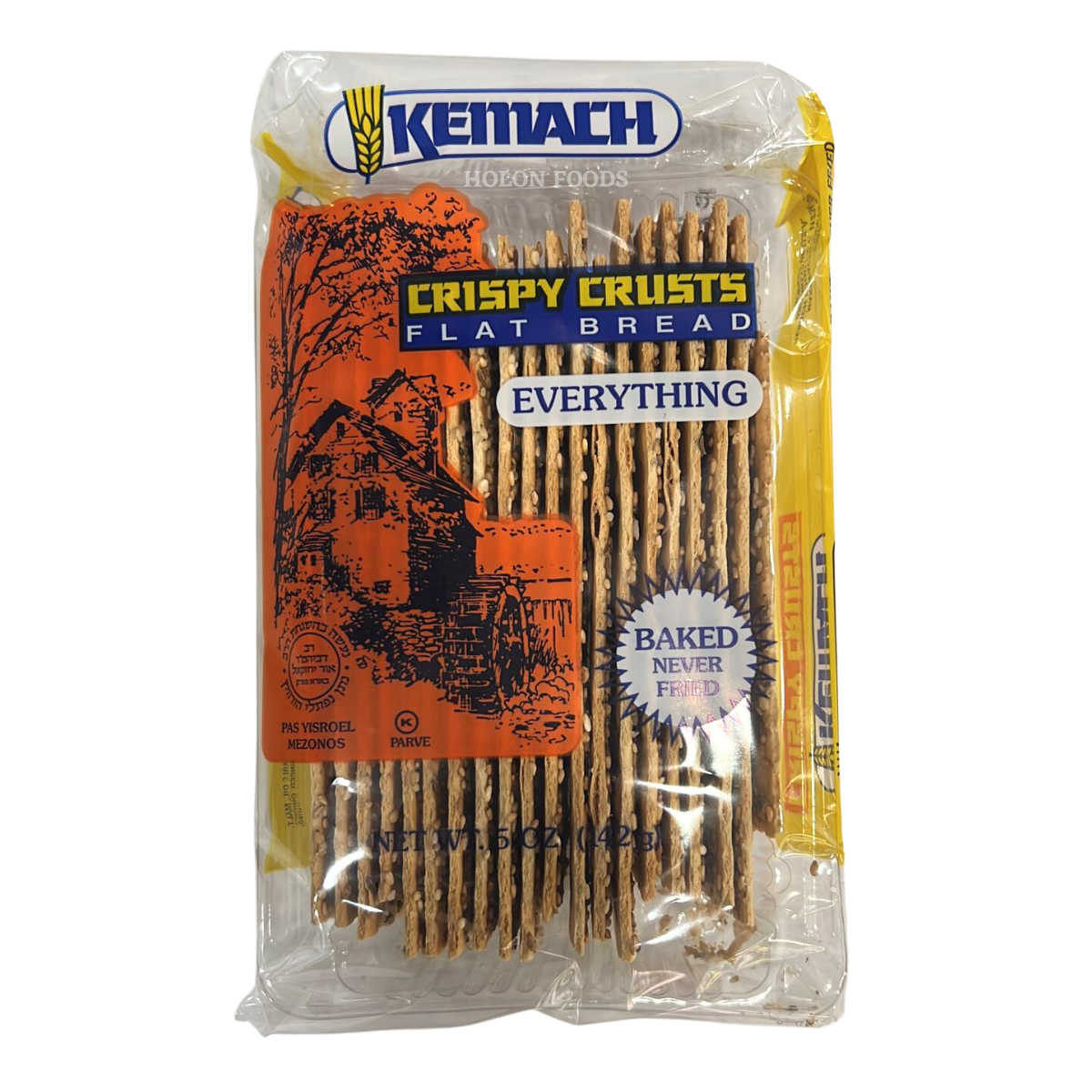 Shop Kemach Crispy Crust Everything Flat Bread 5 oz | Holon Kosher ...