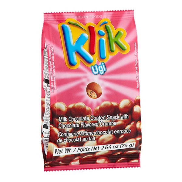 Klik Ugi Milk Chocolate Coated Snack with Chocolate Flavored Crumbs 2.64 oz