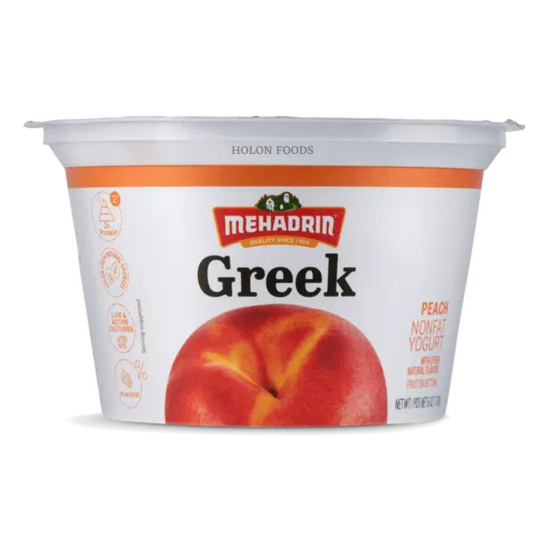 Buy Mehadrin Peach Greek Yogurt 6 oz | Holon Kosher Foods | Israeli ...
