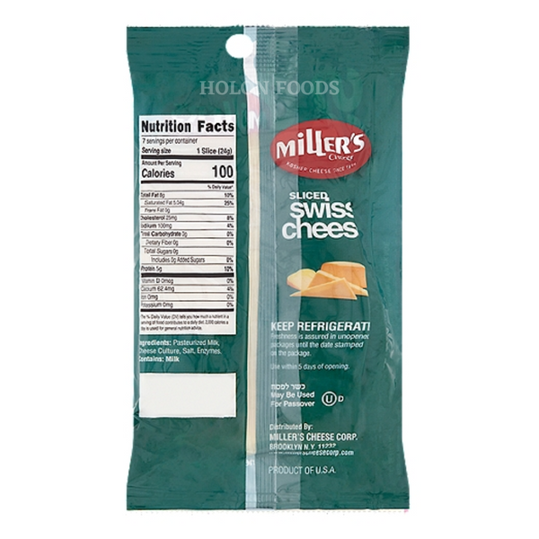 Miller's Sliced Natural Swiss Cheese 6 oz
