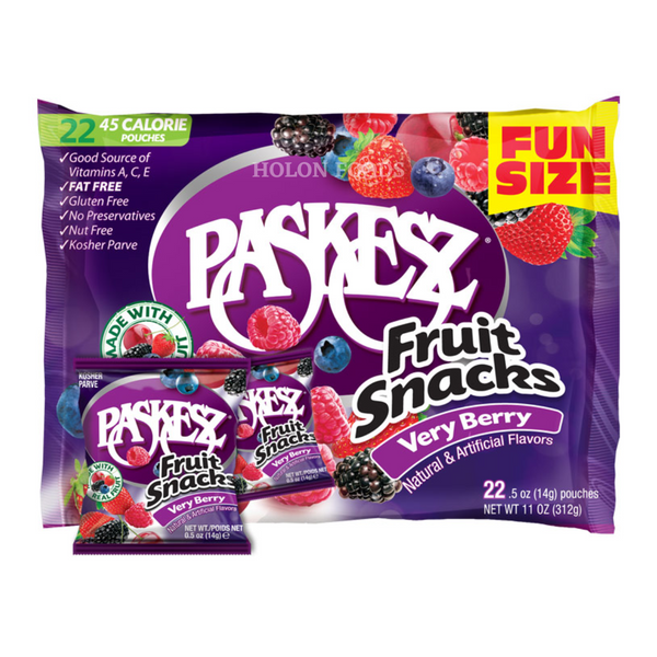 Paskesz Fruit Snacks Very Berry Fun Size 11 oz