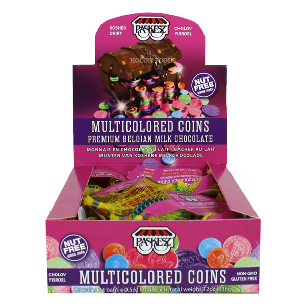 Paskesz Milk Chocolate Multicolored Coins 24 ct