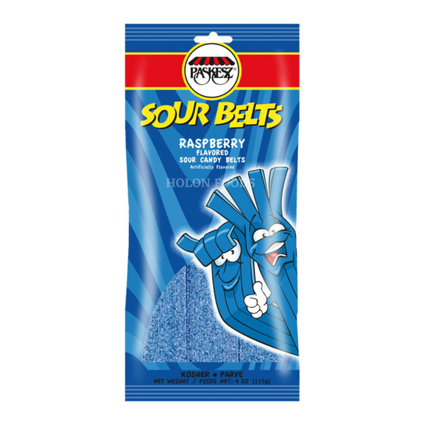 Paskesz Sour Belts Raspberry 4 oz