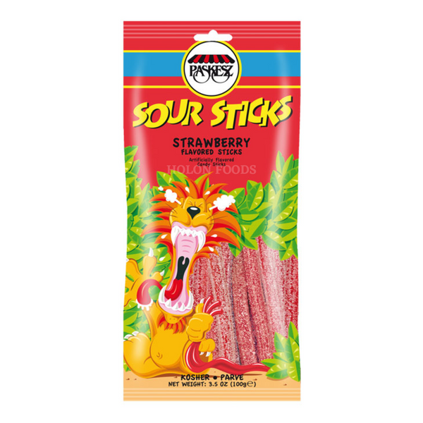 Paskesz Strawberry Sour Sticks 3.5 oz