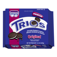 Paskesz Trios Original Chocolate Sandwich Cookies 14.3