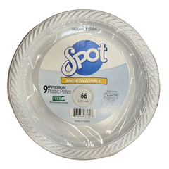 Spot 9" Microwavable Plastic Plates 66 ct