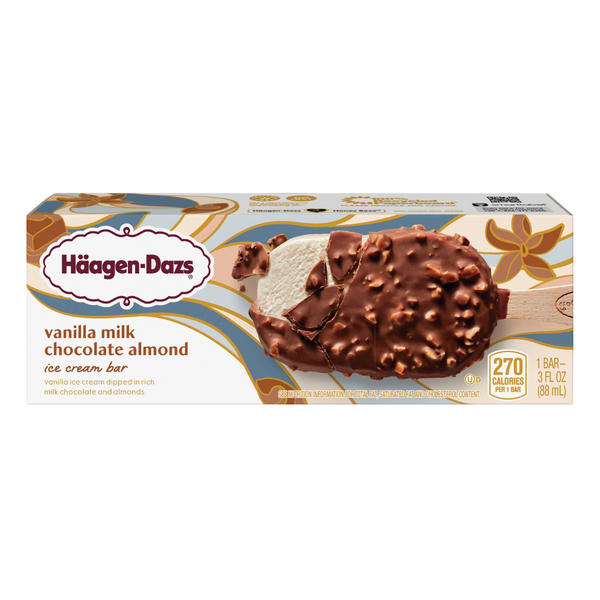 Haagen-Dazs Vanilla Milk Chocolate Almond Ice Cream Bar 3 oz
